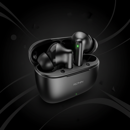 RONIN Earbuds Stylish Black Background